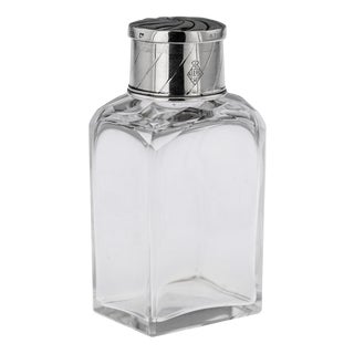 Victorian Silver and Glass Traveling Flask, London, United Kingdom, 1880s For Sale