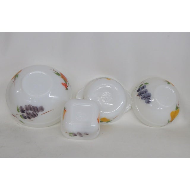 Mid 20th Century Anchor Hocking Fire King Fruit Mixing Serving Bowls Milk Glass Set of Four 4720b For Sale - Image 15 of 17