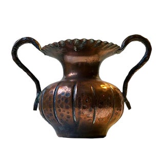 Scandinavian Hand-Embossed Brutalist Copper Vase, 1970s For Sale