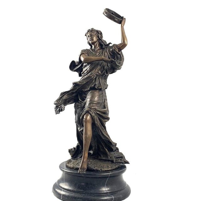 20th Century Bronze Figure of a Female Dancer with Tambourine For Sale - Image 4 of 9