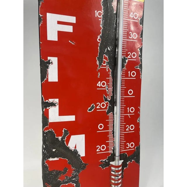 1950s Enamelled Advertising Teacher with Ferrania Thermometer, 1950s For Sale - Image 5 of 10