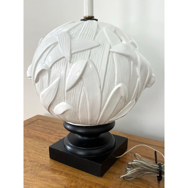 White 1970s White Midcentury Ceramic Koi Fish Table Lamp Style After Wildwood For Sale - Image 8 of 10