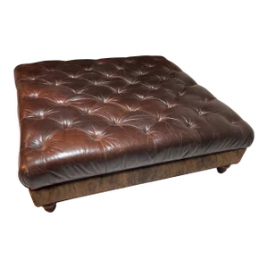 Tufted Leather and Hide Oversized Ottoman