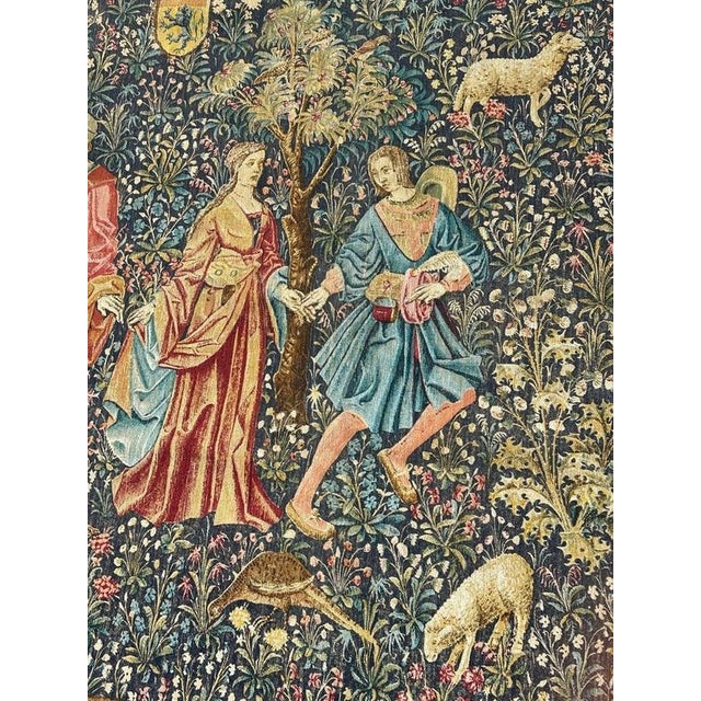 French Aubusson Style Screen Printed Hand Tapestry, 1960s For Sale - Image 3 of 18