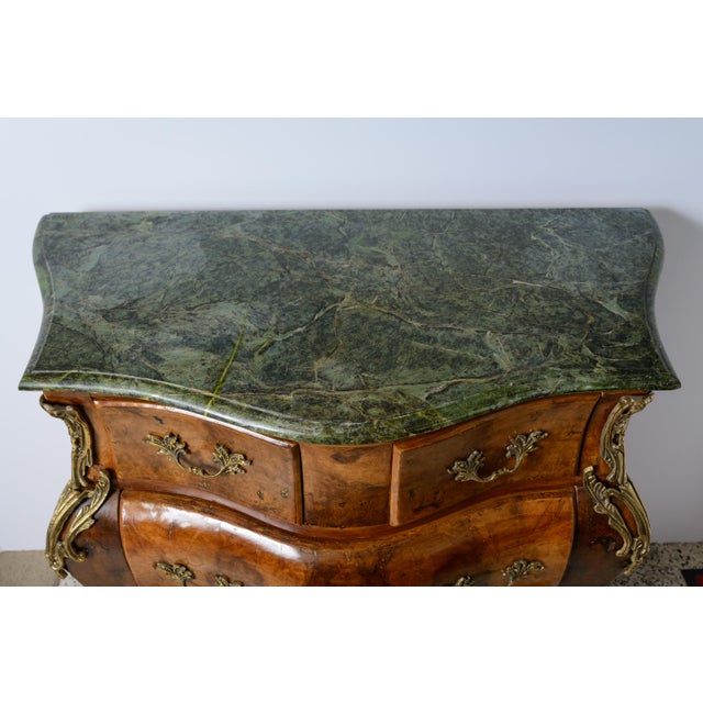 Brown French Burl Wood Bombe Chest With Marble For Sale - Image 8 of 13