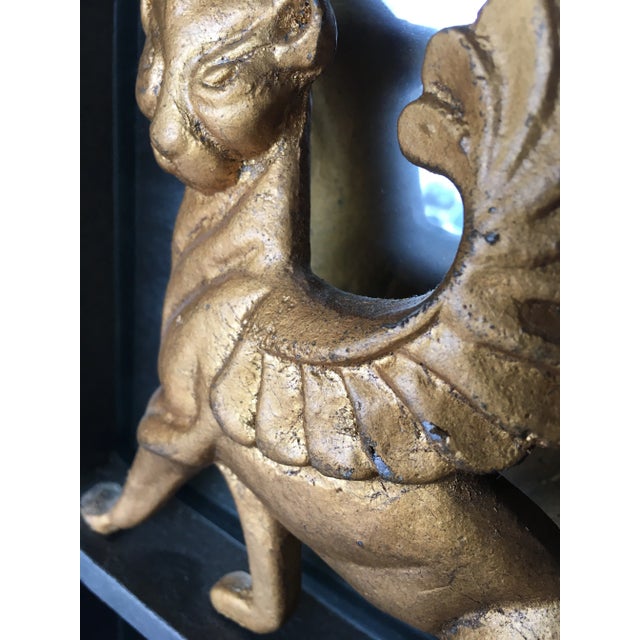 Hollywood Regency Iron & Brass Griffin Wall Mirror Large For Sale In West Palm - Image 6 of 11