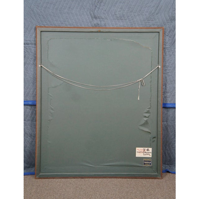 1963 Sitting Buddha Painting on Silk Burlap, Framed, Fukazen & Co For Sale - Image 4 of 13