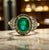 Bochic “Capri” Vintage Natural Diamond & Emerald Retro Ring Set In 18K Gold & Silver For Sale - Image 4 of 11