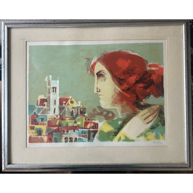 Late 20th Century Alvar Sunol Munoz-Ramos Limited Edition Lithograph, Signed & Numbered 255/275, Spanish Figurative Village Scene For Sale