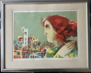 Late 20th Century Alvar Sunol Munoz-Ramos Limited Edition Lithograph, Signed & Numbered 255/275, Spanish Figurative Village Scene