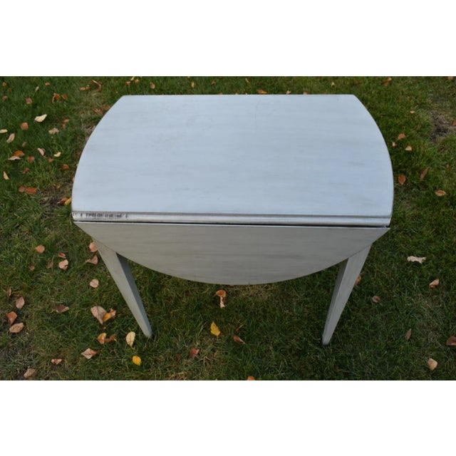 Mahogany Pembroke Drop Leaf Accent Table Painted Storage Drawer Gray 70s For Sale In Philadelphia - Image 6 of 12