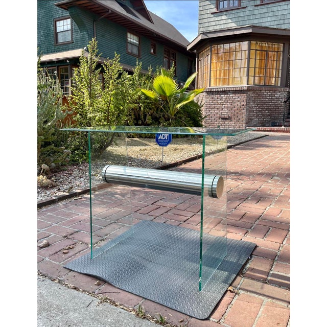Chrome Postmodern Pace Collection Chrome/Glass Console Table For Sale - Image 8 of 8