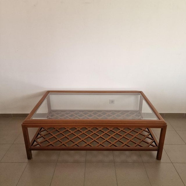 Large Coffee Table with Crystal Glass Top For Sale - Image 3 of 6