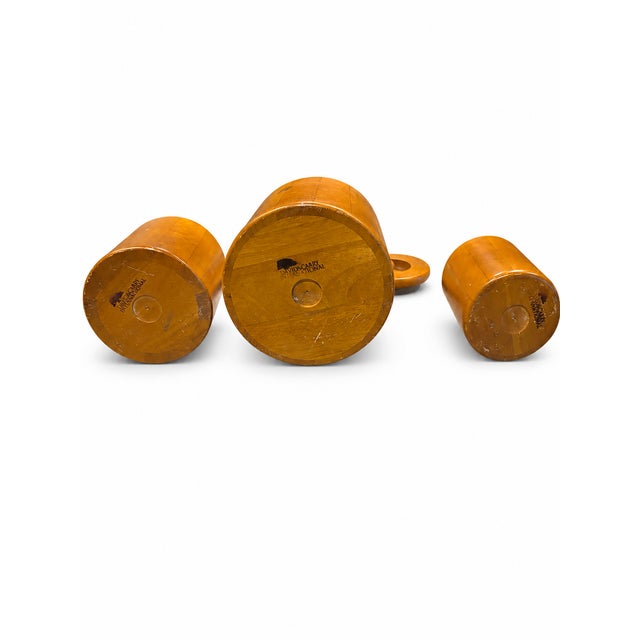 Vintage Scandinavian Style Turned Wood Canister Set – Set of 3 Danish Modern Kitchen Containers For Sale - Image 4 of 8