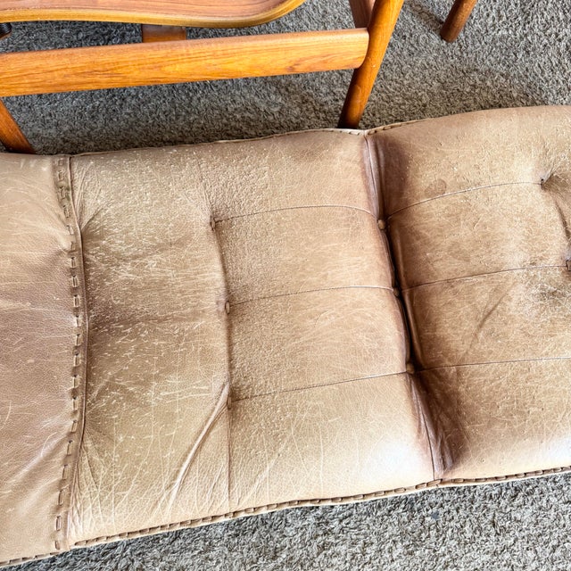 Brown Danish Modern Teak Reclining Lounge Chair and Ottoman by Madsen and Schübel - Two Pieces For Sale - Image 8 of 12