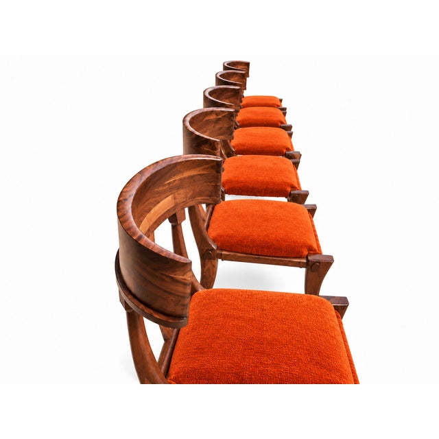 Mid Century Style Solid Walnut Klismos Dining Chairs. Set of 6 For Sale - Image 4 of 6