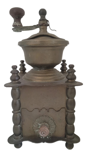 Antique Gilded Brass Coffee Grinder, 1950s