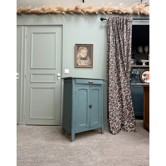 Blue Small Parisian Painted Buffet, 1950s For Sale - Image 8 of 18
