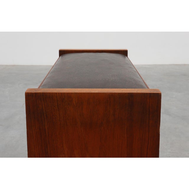 Art Deco Walnut Stool with Leather Seat, Belgium, 1925 For Sale - Image 10 of 11