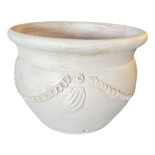 White Washed Mediterranean Festoon Planter For Sale
