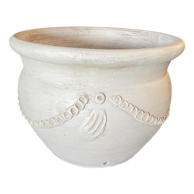 White Washed Mediterranean Festoon Planter For Sale