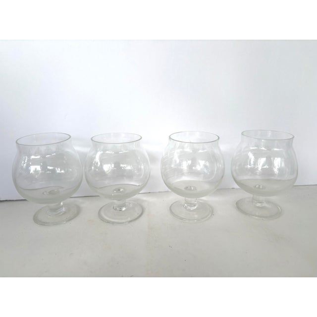 Nautical 1960s Toscany Vintage Etched Sailing Ship Captain Decanter Set With Four Snifters For Sale - Image 3 of 10