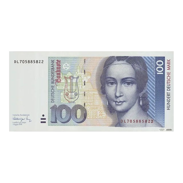 1995 Unknown 'Hundert Deutsche Mark' Contemporary Blue,Pink Germany Offset Lithograph For Sale