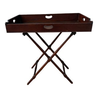 Antique Walnut Campaign or Butler’s Tray With Folding Stand, Circa 1850’s For Sale