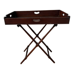 Antique Walnut Campaign or Butler’s Tray With Folding Stand, Circa 1850’s