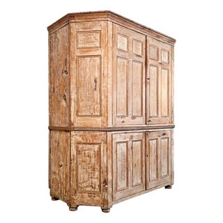 Large Antique Stripped Pine Housekeepers Cabinet, 1800s For Sale