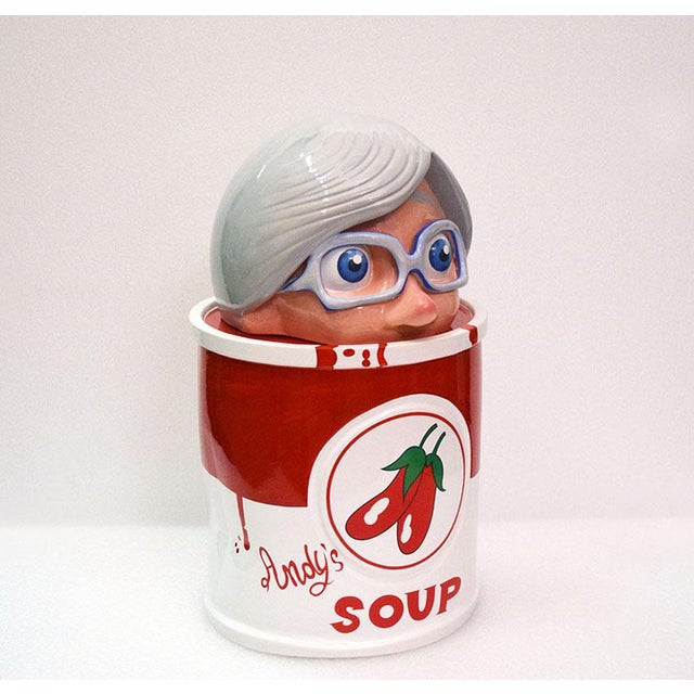 Andy prototype large ceramic design Massimo Giacon production Superego 2024. Andy Warhol ceramic decorated with polychrome...