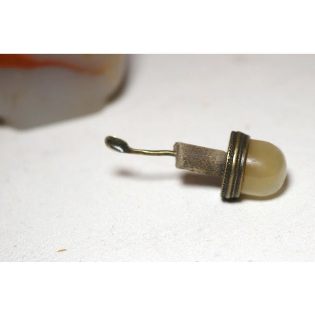 Vintage Chinese Hand Carved Agate Stone Bronze Snuff Bottle Sculpture Trinket For Sale - Image 10 of 11