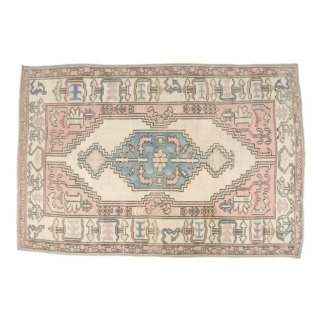 1960s Oushak Anatolian Handknotted Rug For Sale