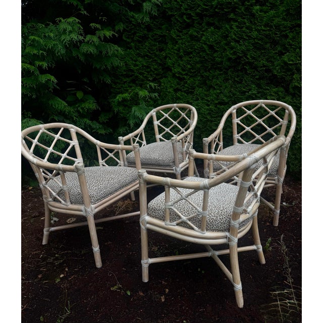 McGuire Set of Four Authentic Vintage McGuire Rattan Dining Chairs For Sale - Image 4 of 8