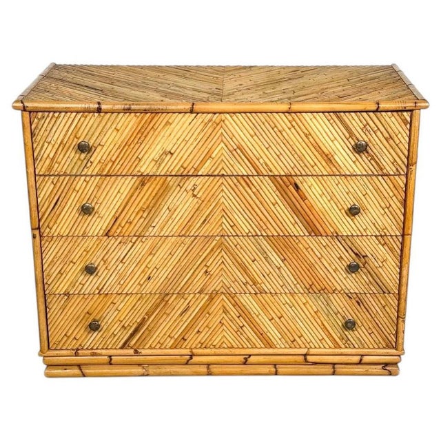 Brown Vintage Rattan Chest of Drawers, Italy, 1970s For Sale - Image 8 of 8