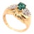 Two-Tone Gold Adl Marked Antique Ring With Emerald and Diamonds, Size 6.5 For Sale