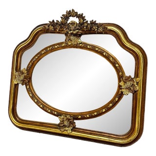 Baroque Style Vintage Gold-Copper Wall Mirror For Sale