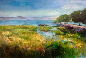 Sea of Galilee, Original Oil Painting by Julia Lawing