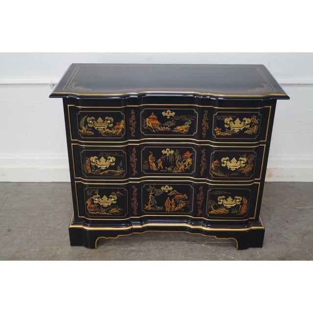 Drexel Heritage Black Lacquer Chinoiserie Chest Chairish