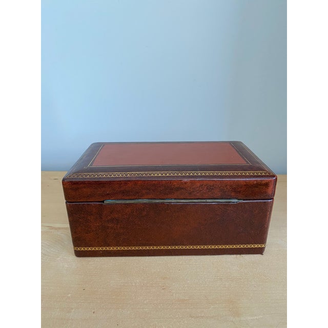 Mid 20th Century Red Leather Humidor Box For Sale - Image 4 of 8