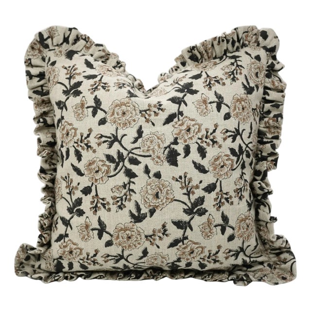 Thick Linen Frill Pillow Cover Decorative Ruffle Cushion for Sofa, Bed & Chair 14x20 Inch- Rameswaram For Sale