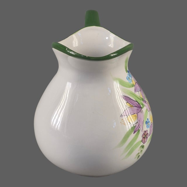 Rustic European Vintage Beautiful Floral Country Style Pitcher For Sale - Image 3 of 8