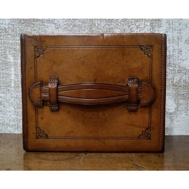 Antique Drop Front Leather Stationary Box, 1910s For Sale - Image 7 of 9