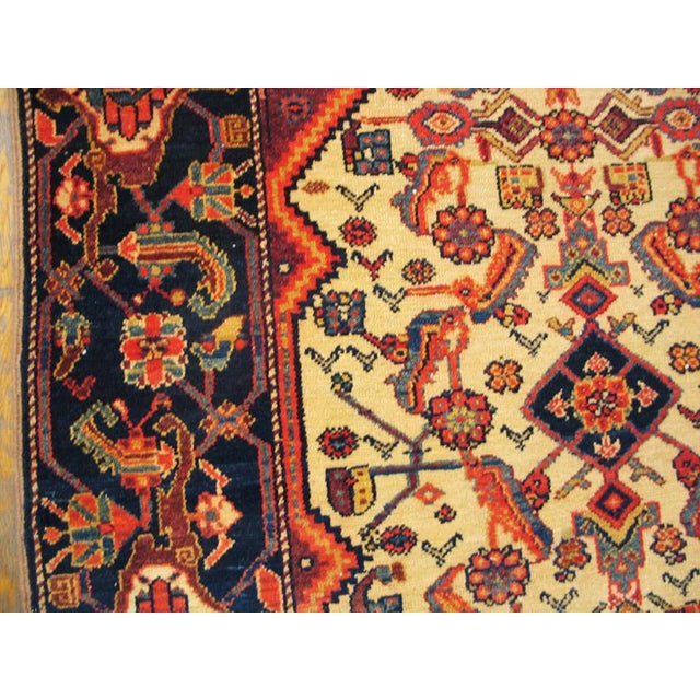 Tribal Geometric Herati Design Small Scatter Size Antique Late 19th Century Wool Pile Ivory Persian Malayer Area Rug For Sale - Image 4 of 8