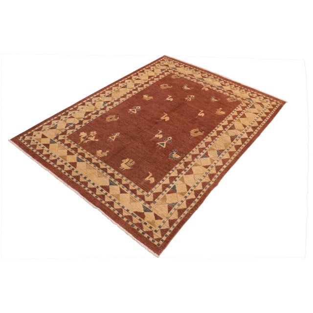 1980s Boho Chic Gabbeh Brown/Beige Wool Rug - 7'8" X 9'11" For Sale - Image 4 of 10