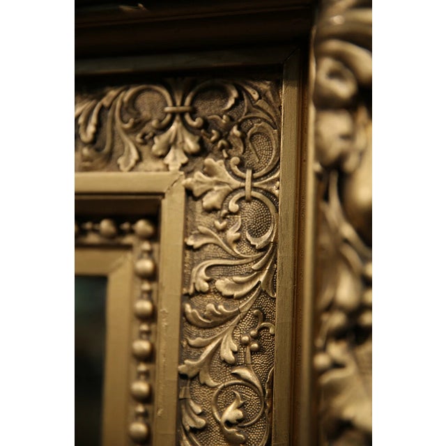 Wood Mirror Large Antique 19th Century Gold Elaborated Frame For Sale - Image 7 of 12