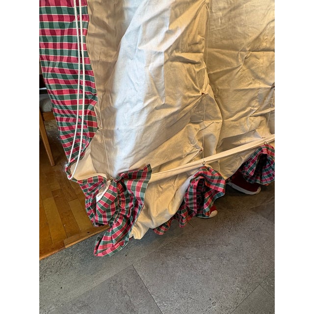 Custom Plaid Silk-Style Taffeta Balloon Shade With Original Lift Hardware, 60” For Sale - Image 10 of 17