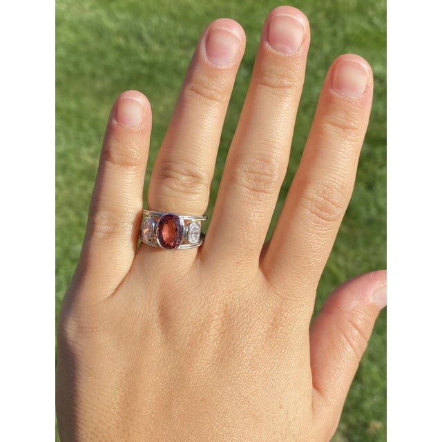 The Russeldale: Ladies Vintage Platinum Ring set with Topaz and Diamonds For Sale - Image 10 of 11