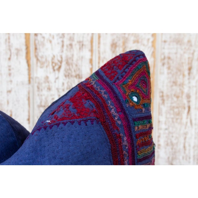 Myia Antique Indigo Grain Sack Pillow For Sale - Image 4 of 9