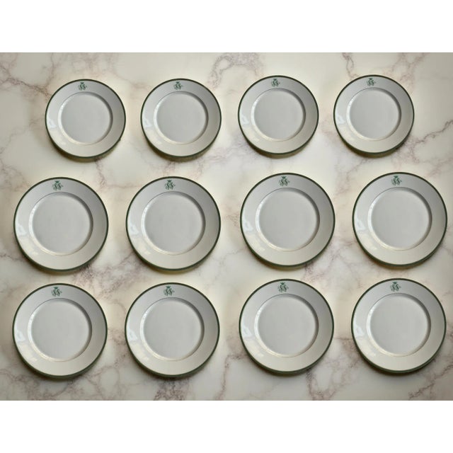 SS Monogramed Desert and Flat Plates with Gold Trim by Bareuther Bavaria, Germany,1930s, Set of 12 For Sale - Image 6 of 10
